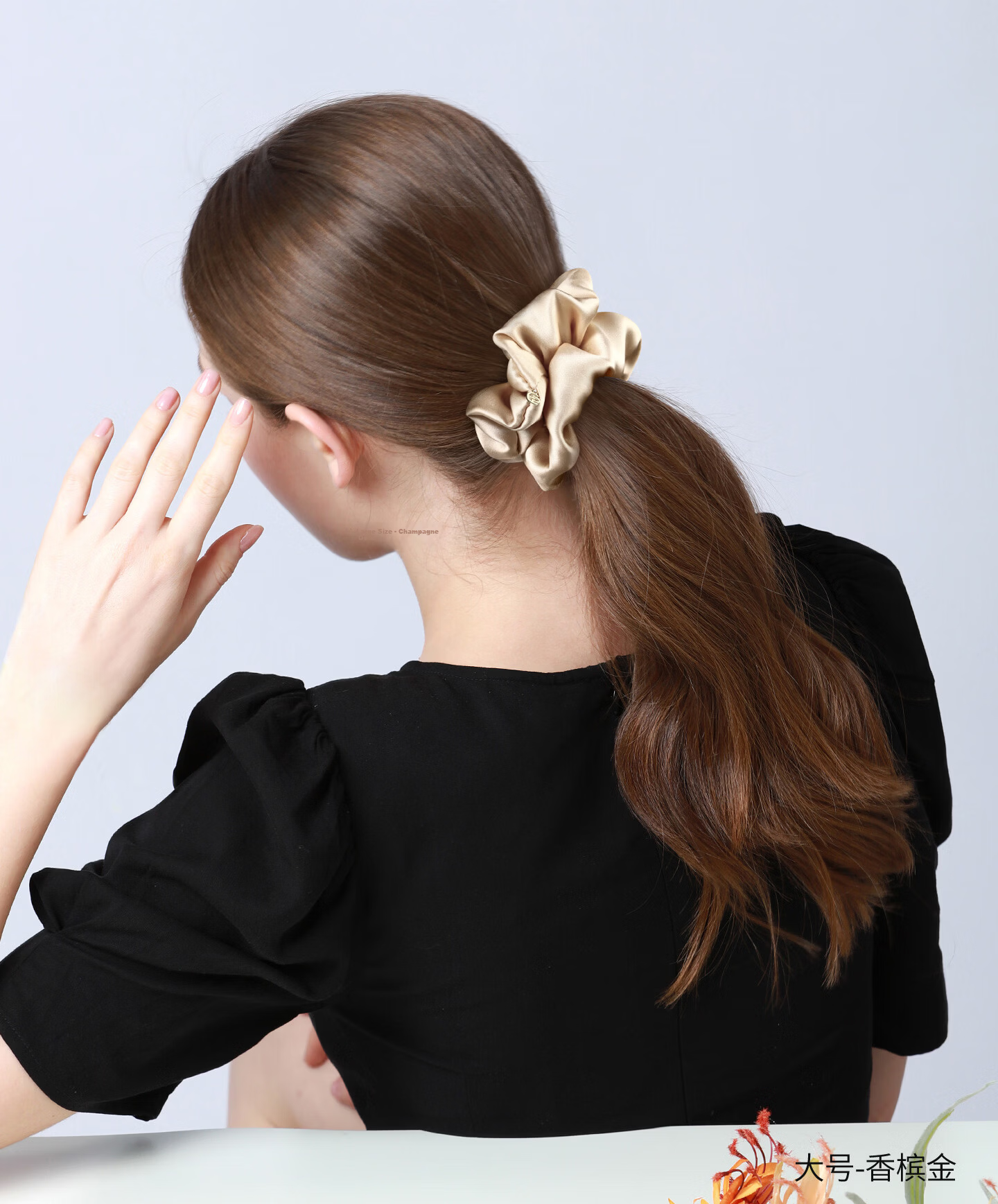 Evita Peroni Silk Mini Hair Tie Simple Solid Color Dopamine Low Ponytail Elastic Small Hair Accessory Elegant Black - Small 14