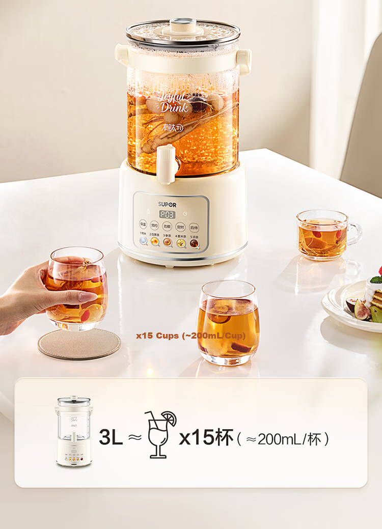 SUPOR 3L Health Kettle Large Capacity Faucet Water Boiler Flower Tea Pot with Titanium 0 Coating Constant Temperature Kettle Milk Warmer No-Pour Electric Tea Kettle Home Use SW-30YQ31 11