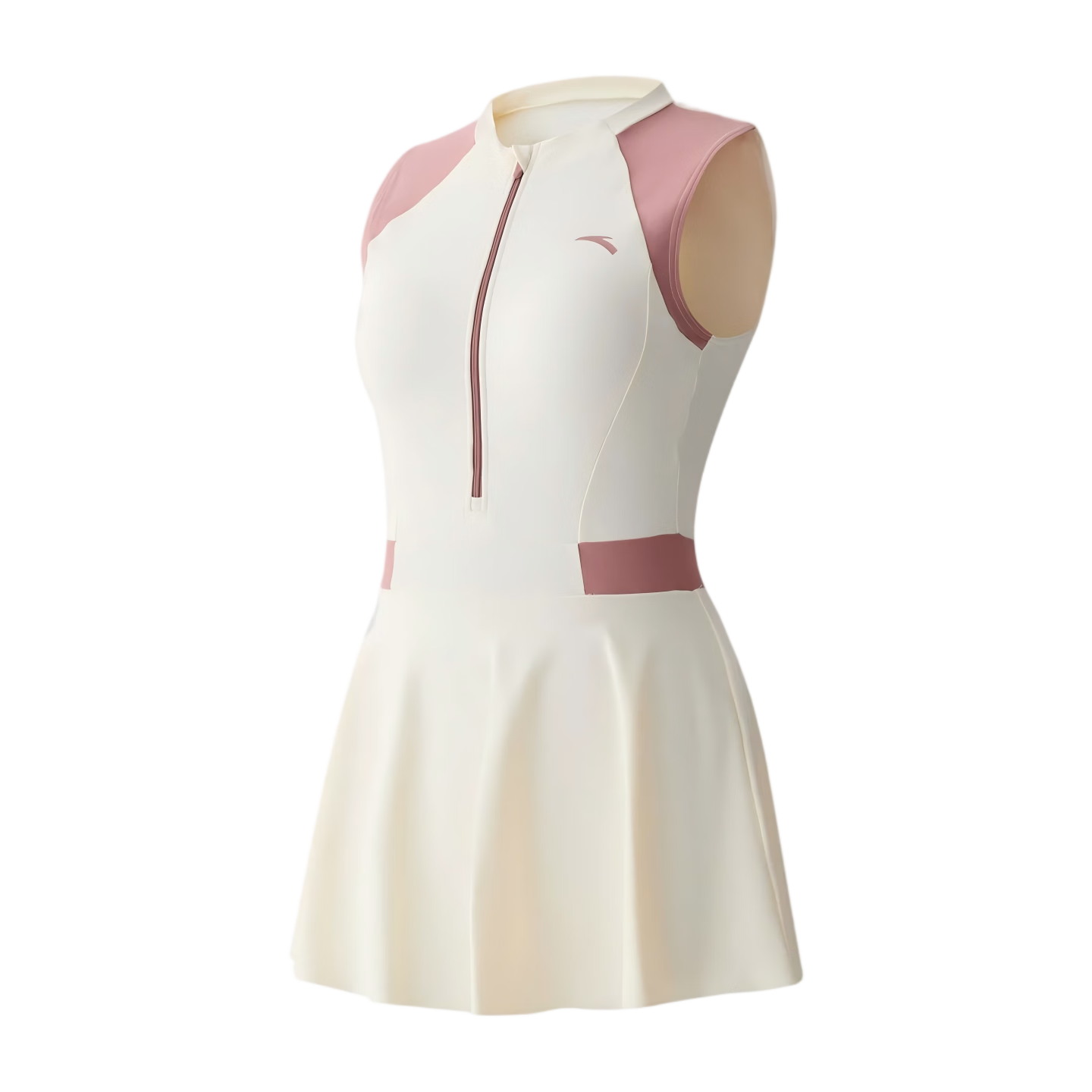 ANTA Women's One-Piece Slim Fit Skirted Swimsuit Breathable Hot Spring Hepburn Style Vacation Swimwear Apricot Pink XL