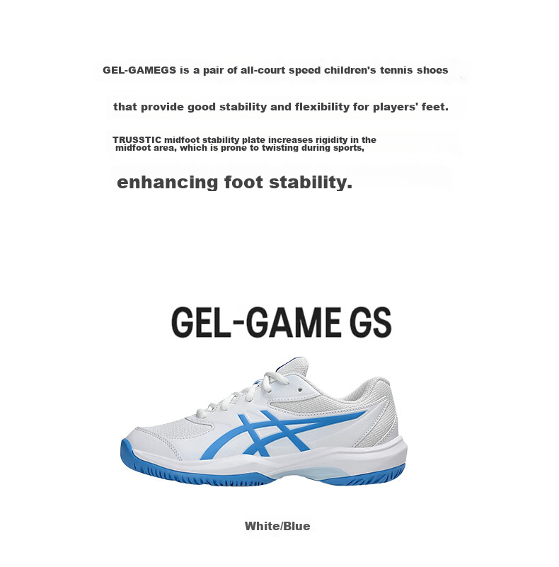 ASICS Kids Tennis Shoes GAME GS Youth Boys Girls Durable Sports Shoes 1044A083-400 Blue Green Size 35 33