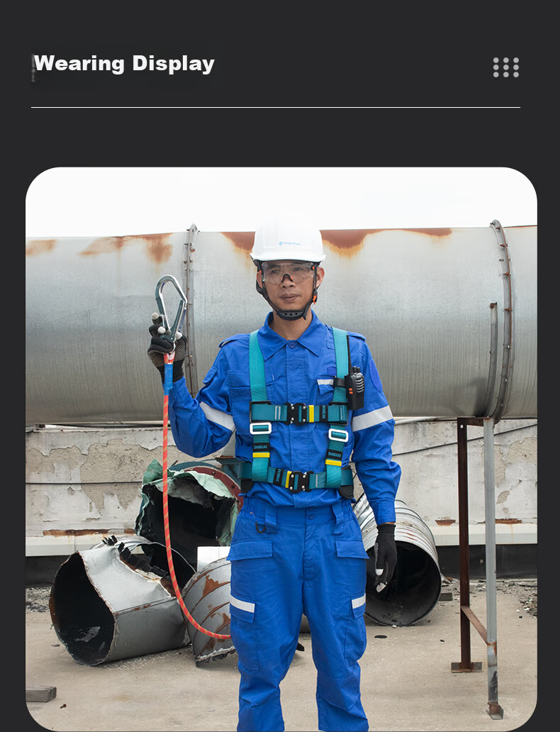 SHANDUAO Three-Point Safety Harness, Quick-Connect High-Altitude Fall Protection AD9022, Single Small Hook 1.8 Meters 17