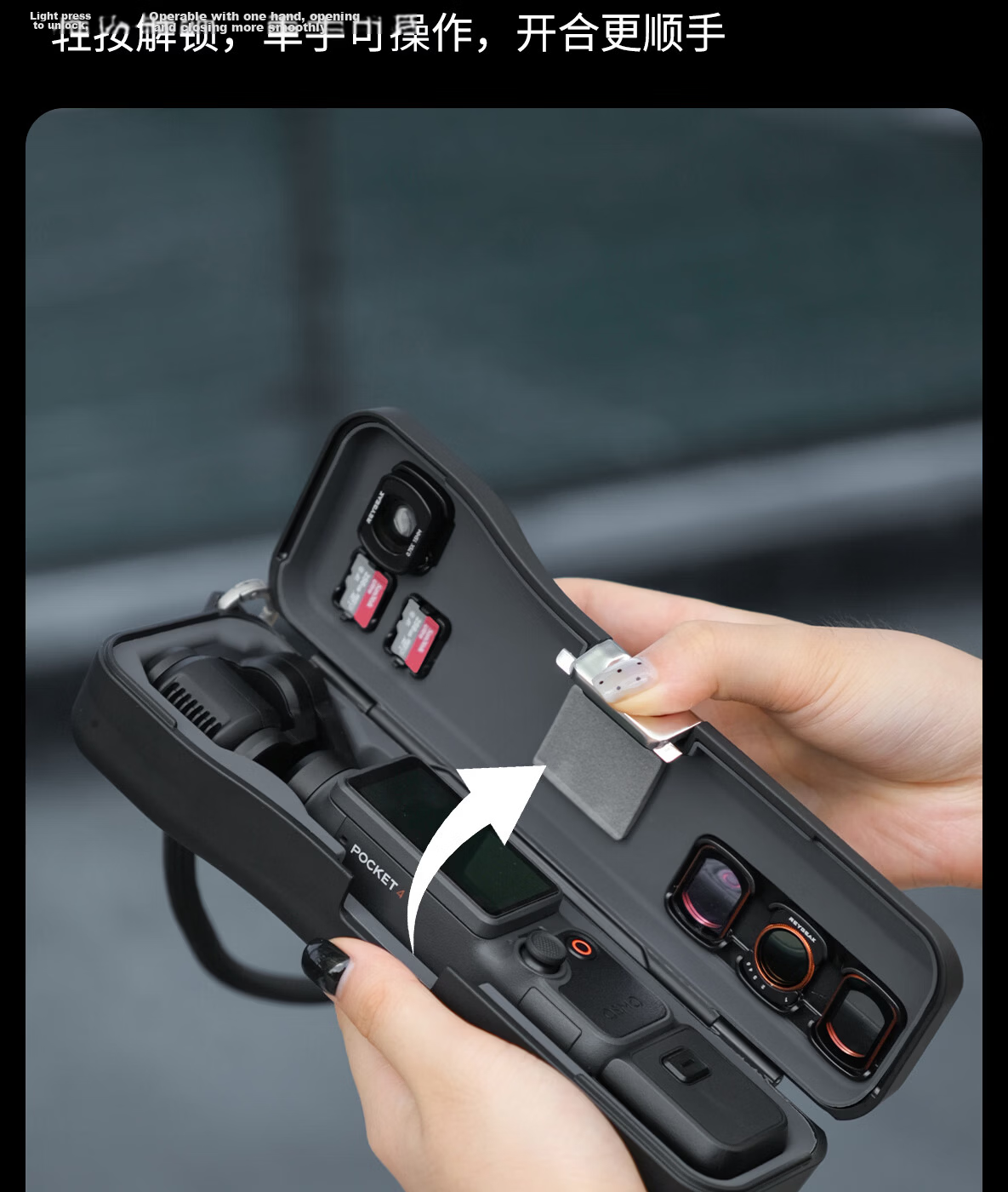 Loken Pocket4/3 Dedicated DJI Integrated Extended Full-Cover Portable Storage Case Flip Filter Slot Scratch-Resistant Shockproof Protective Cover Accessory 10