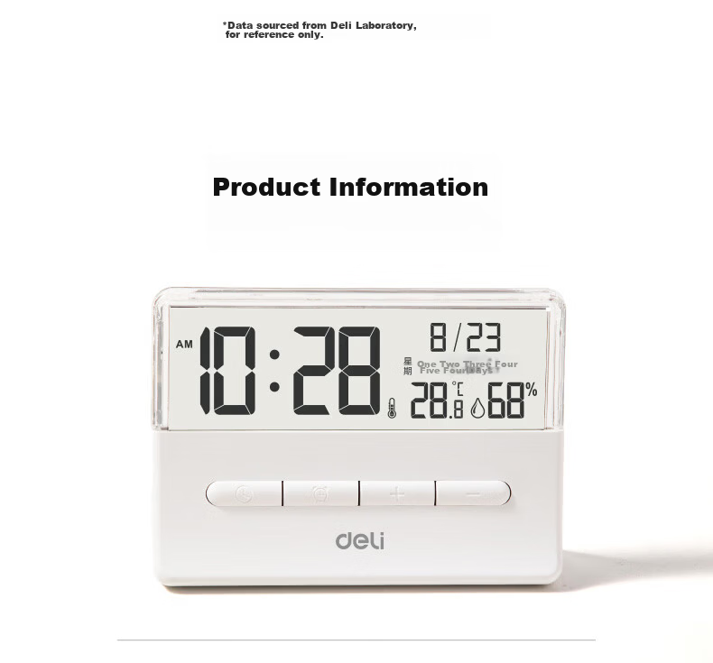 Deli Electronic Alarm Clock Backlight Large Bell Smart Home Student Multifunctional Thermometer Large Screen Bedside Clock Back to School Essential - LE122 Gift 17