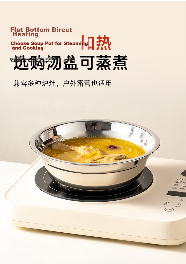 Onlycook 316L Stainless Steel Thickened Round Plate 19cm Household Dinner Plate Fruit Plate Spring Roll Plate Prep Plate 5