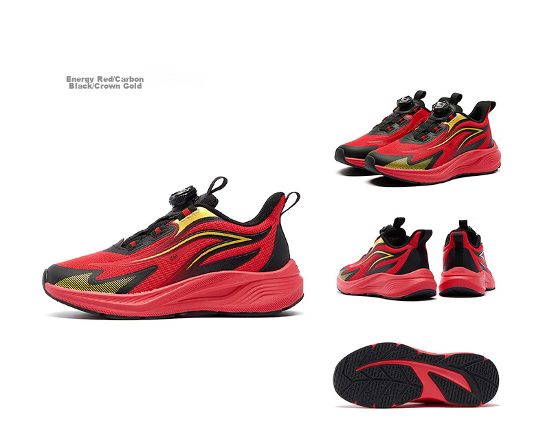 361° Qingling Children's Running Shoes 26 Spring Boys and Girls Youth Quick Bounce Cushioning Dial Professional Sports Shoes Black Size 36 32