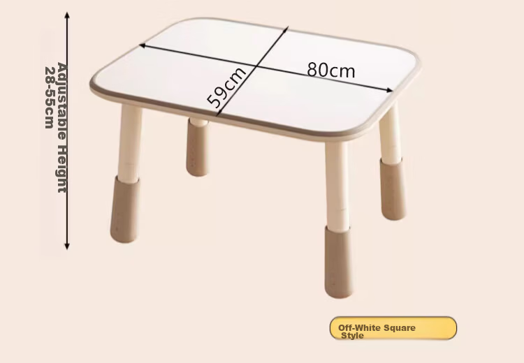 Zhuobo Adjustable Children's Study Desk Early Education Drawing Game Table Small Dining Table BZ06 Beige Peanut Shape 15