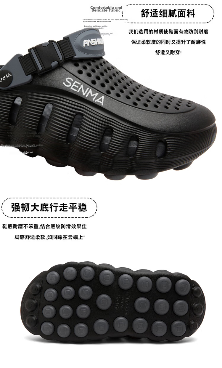 Senma Men’s 2026 New Summer Breathable Slip-On Clogs Non-Slip Odor-Resistant Comfortable Driving and Beach Sandals 5