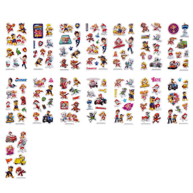 Dayanxiaowa Paw Patrol, 12 Stickers, 3D Bubble Stickers, Children's Sticker Art Toys, Cartoon Toys, Birthday Gifts for Boys And Girls