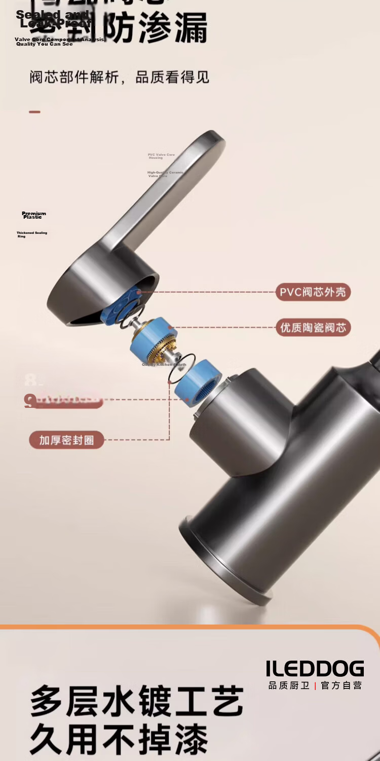 ILeddog Seiko All-Copper Body Bathroom Sink Faucet Mechanical Arm Kitchen Universal Swivel Splash-Proof 5