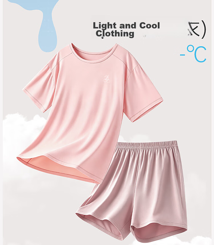 Miiow Girl Summer Short Sleeve and Shorts Pajama Set for Middle and High School Students Teen Girls Air Conditioning Homewear 3