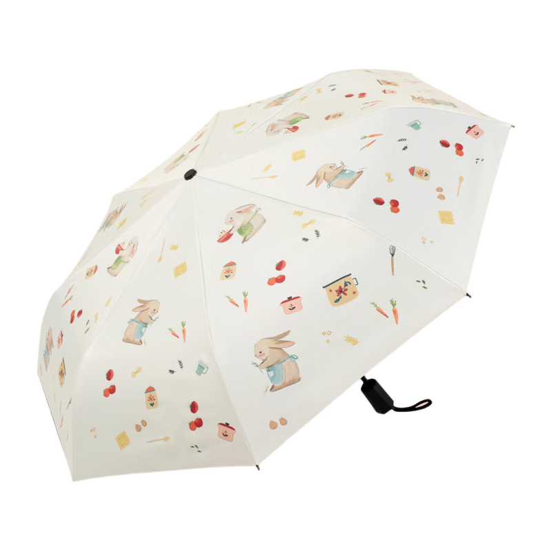 C'mon Sun Protection Umbrella, Tri-Fold Portable, Suitable for Sunny And Rainy Days, Foldable Sunshade, UV Protection for Women, Rabbit Kitchen Tri-Fold Umbrella