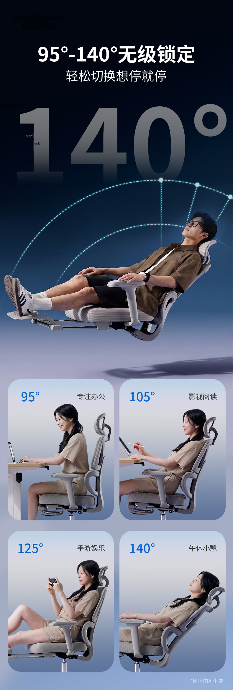 Deli KF282 Ergonomic Office Chair Computer Chair Human Engineering Seat Gaming Chair Elastic Lumbar Support Black 7