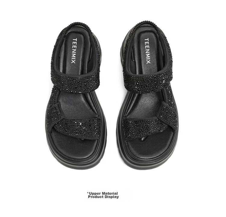 TEENMIX Qixi Festival Gift Sparkling One-Strap Sandals Simple Comfortable Versatile Fashion Women's Shoes 2026 Summer New Arrival 6