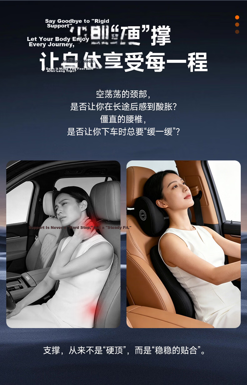 Depro Car Headrest Premium Neck Support Pillow Driver Headrest Cushion Universal for Tesla 520 Gift 3