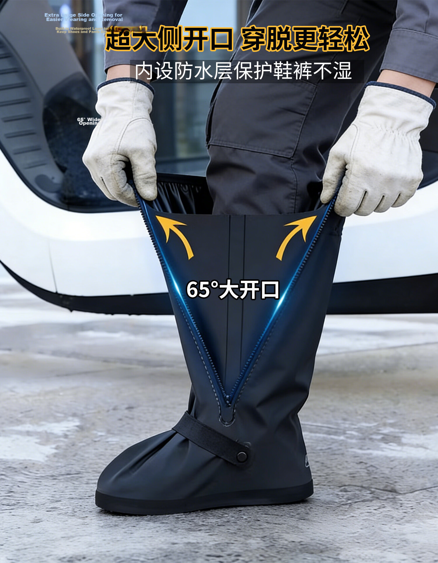 Ams Waterproof Rain Shoe Covers Men Mid-High Boot Covers Non-Slip Portable Outdoor Cycling Rainproof Reusable Thickened Adult Wear-Resistant 360 Full Coverage Oversized XL 5