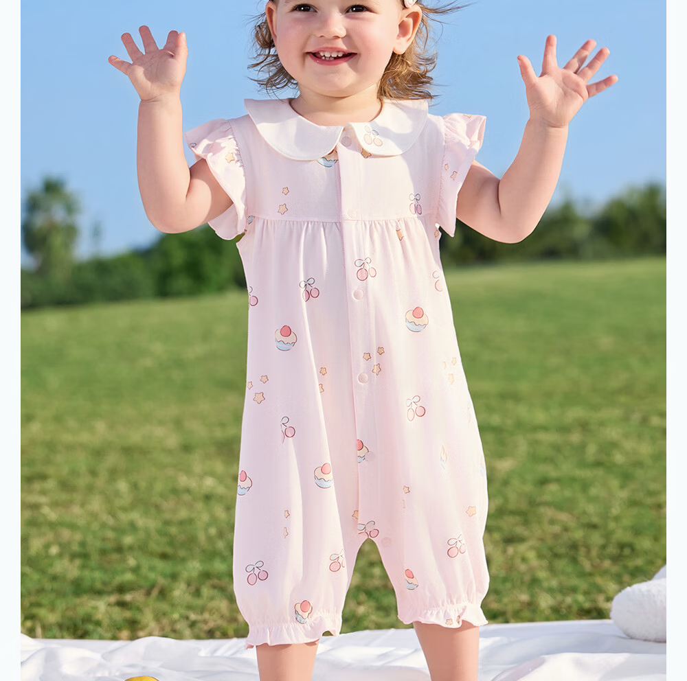 Betis Baby Girls' Modal Short Sleeve Summer Romper Cute Infant Toddler Jumpsuit 8