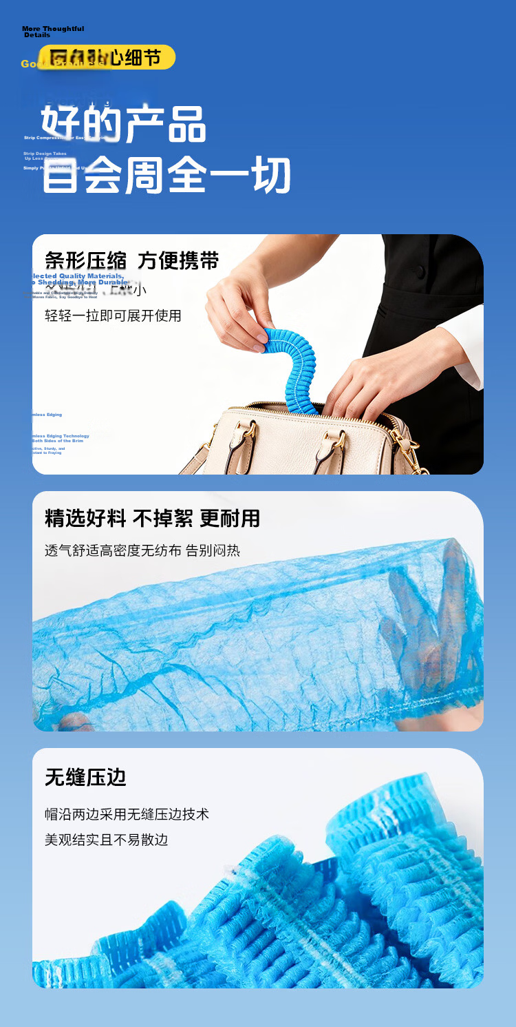 Shunxuan Disposable Head Cover SHB100-21 Inch 100pcs/Pack Non-woven Dustproof Cap Factory Workshop Food Service Hair Protection Blue 10g Fabric Full Pack 300g 7