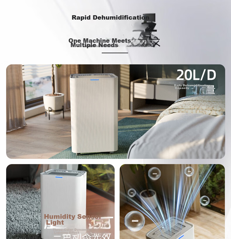 AUX Dehumidifier 20L/Day Home Use for Single Room ≤40㎡ Moisture Removal Mold Prevention Drying Machine Smart Humidity Control 24H Timer D2520A 3