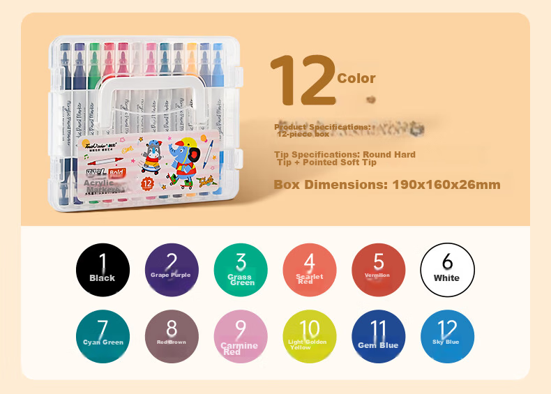 Touchcolor Double-Ended Acrylic Marker Soft Tip Student Drawing Pen Washable Non-Toxic Watercolor Pen for Kids Art Layering Opaque 48-Color Set 13