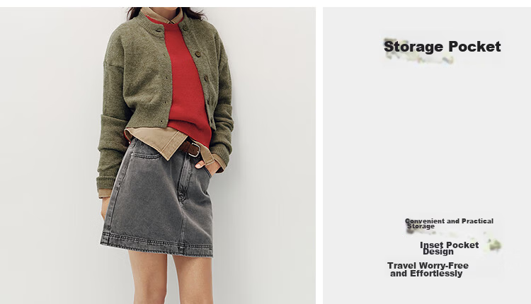 Semir Women's Autumn A-Line Skirt Retro College Style Denim Mini Skirt 103525120002 21