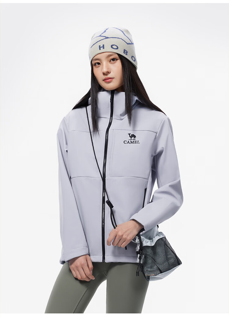 CAMEL Outdoor Softshell Jacket Women Fleece Lined Warm Anti-Static Windproof Waterproof Hooded Coat Men XL 30