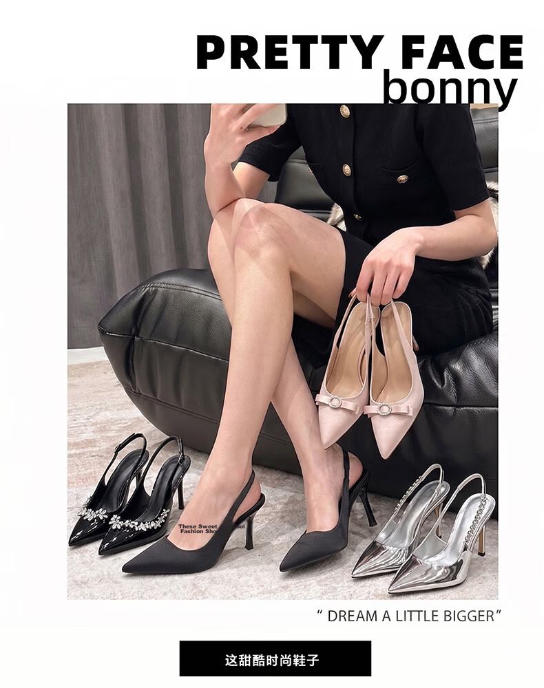 FOOTOPPO Suede High Heels Women Comfortable Non-Slip Black Stiletto Sandals Elegant Pointed Toe High Heels 1