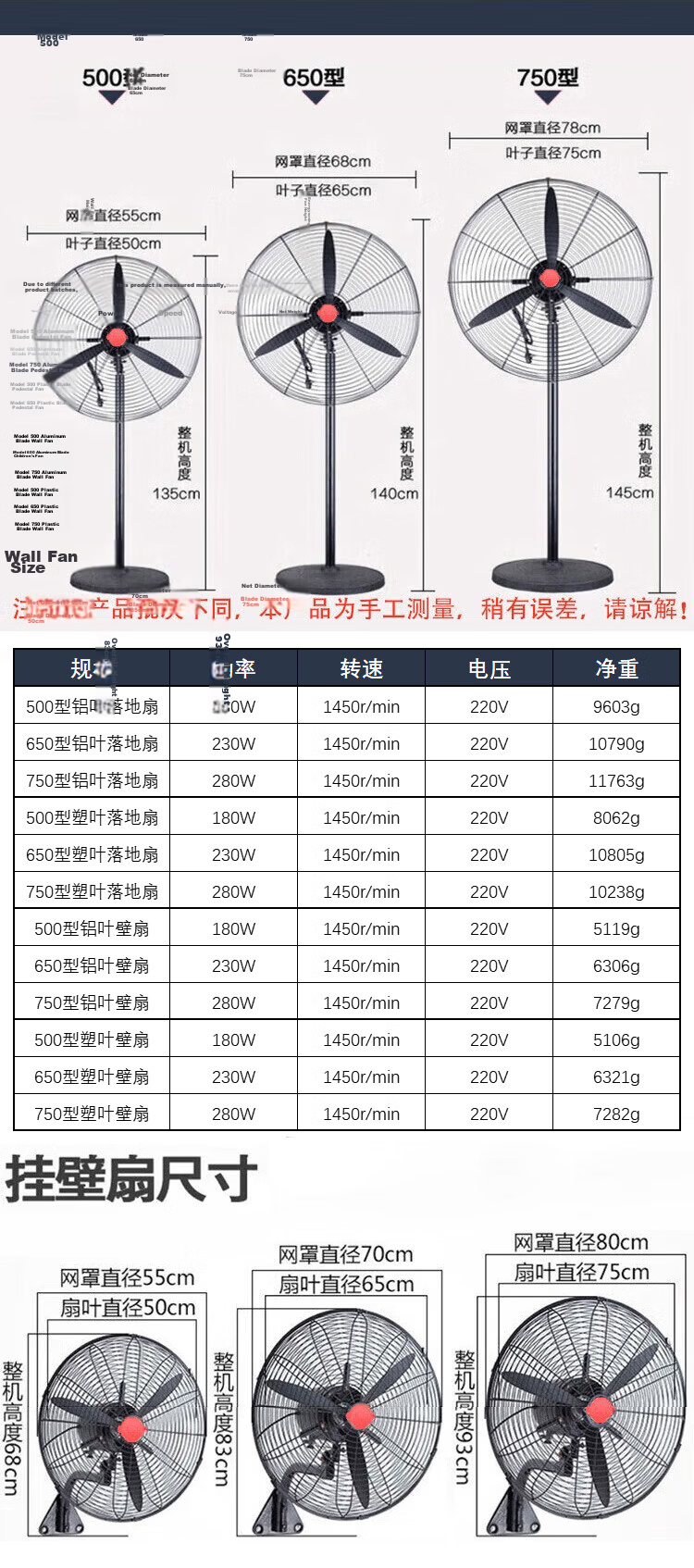Bingyu BY-231 Industrial Fan Powerful Electric Fan Factory Workshop Oscillating Commercial Fan 3m Cord 750 Plastic Blade Pedestal Fan 3