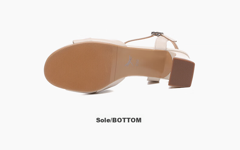 Red Dragonfly Women's Sandals French Style Thick Heel One-Strap Open Toe Beach Shoes WLK252361 Beige Size 38 12