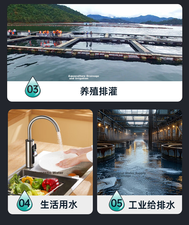 New Territory Cast Iron Pump Head Submersible Pump 220V Corrosion Resistant Durable High Flow High Lift Household Water Pump Irrigation Pump 14
