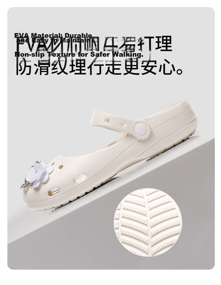 GUOLUOFEI Women's Ballet Clog Summer Non-Slip Outdoor Soft Sole Yoga Mary Jane Beach Sandals White Size 39-40 8