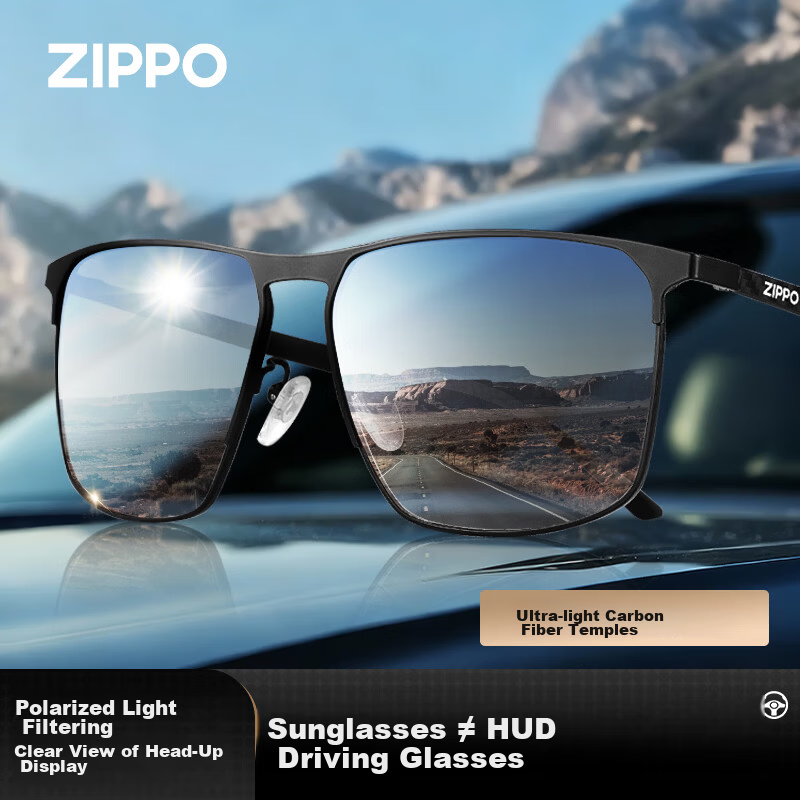 ZIPPO USA Carbon Fiber Sunglasses HUD Heads-Up Display Photochromic Polarized Driving Glasses 75858E77 Qixi Festival