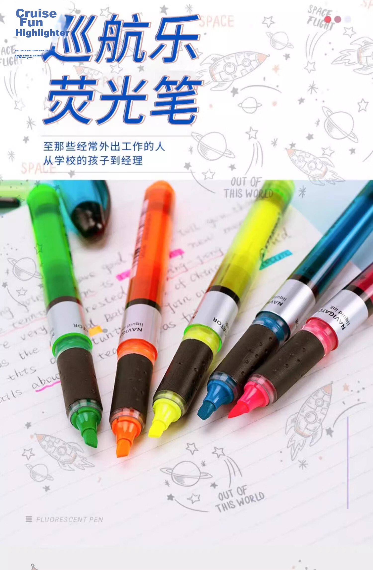 STABILO Highlighter Marker Pen Colorful Red Fluorescent Pen for Primary and High School Students Glitter Silver Pen Set 1