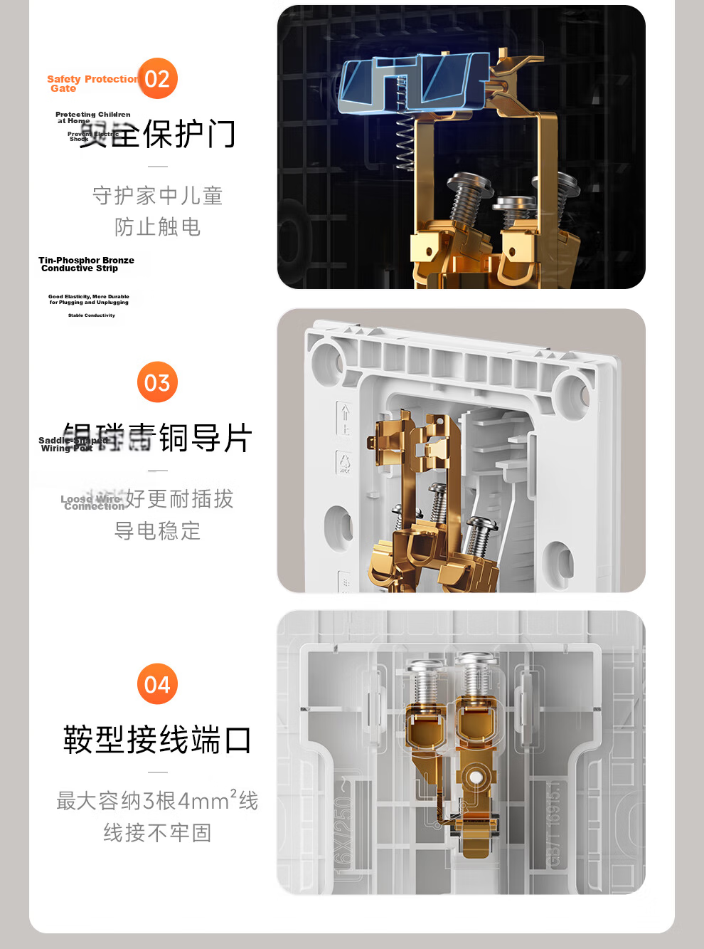 NVCleishidiangong Switch Socket, No Spray Painting Cream Style Large Plate, Three-Gang Single-Control Wall Power Switch, N25 Cream Yellow 18