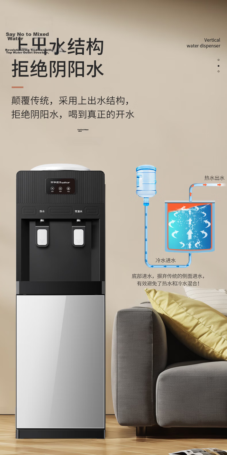 Royalstar Water Dispenser Sold by JD, Home Standing Milk Preparation And Heating Fast Office Cabinet Water Dispenser, Cooling Type YLR0.8-8X51 6