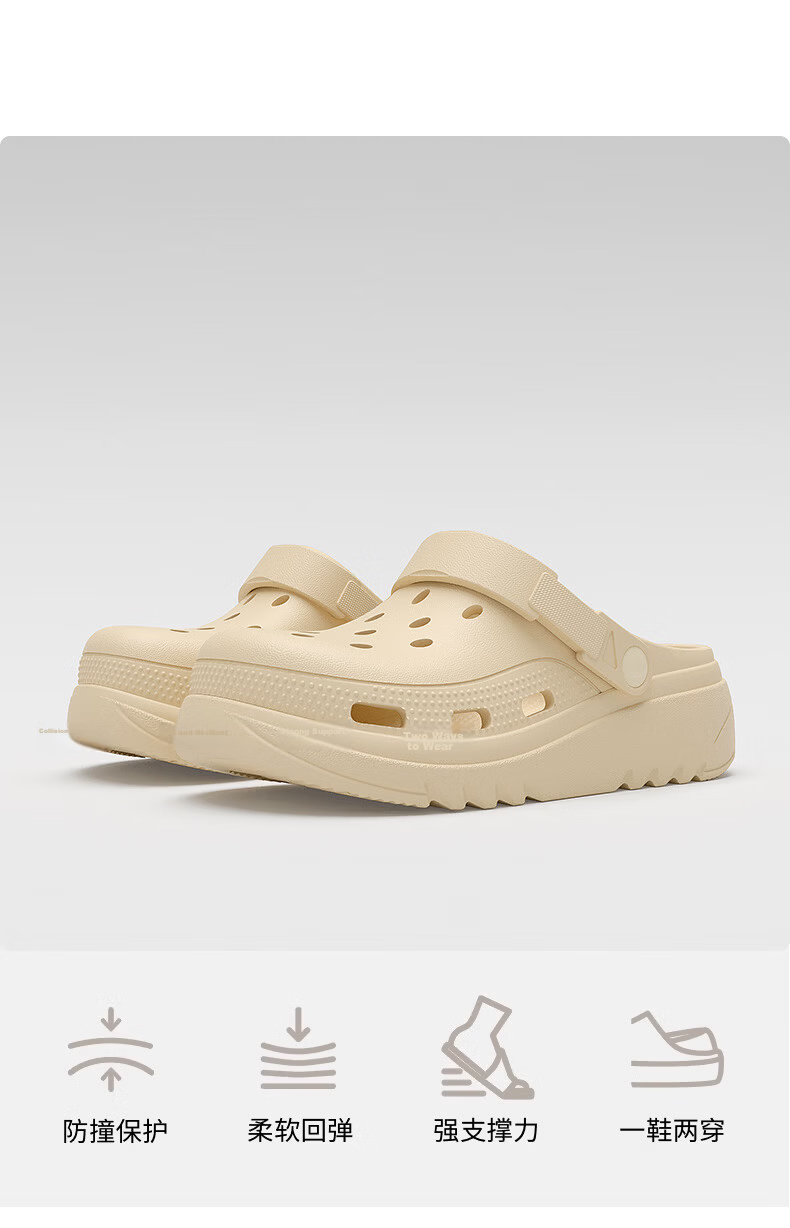 LANDF Women's Summer 2026 New Beach Non-Slip Thick Sole Closed-Toe Sandals Men Beige Size 36-37 2