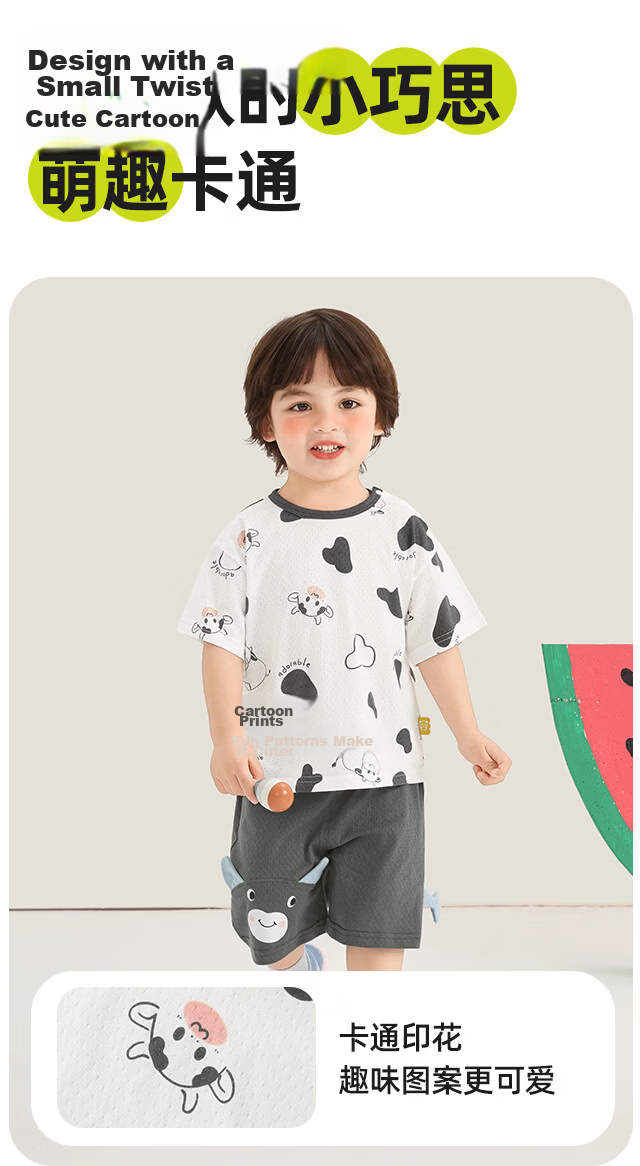 Kaka Panda Boys Simple Set Children's Short Sleeve Shorts Summer Outfit Girls Baby New Top Infant Two-Piece Set 5