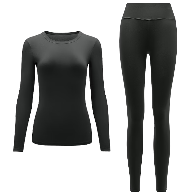 Beneunder Thermal Underwear Set Autumn Shirt and Pants Moisturizing Warm Women's Set [Initial Warmth] Twilight Black XL