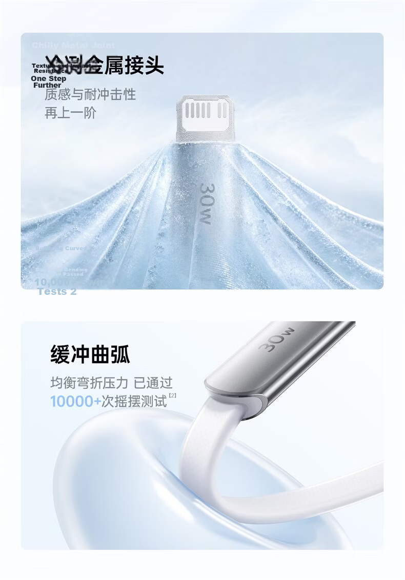 Baseus Apple Charging Cable PD30/20W Fast Charge Ultra-thin Type-C to Lightning Data Cable for iPhone 14/13 Pro Max/12 1.2m White 10