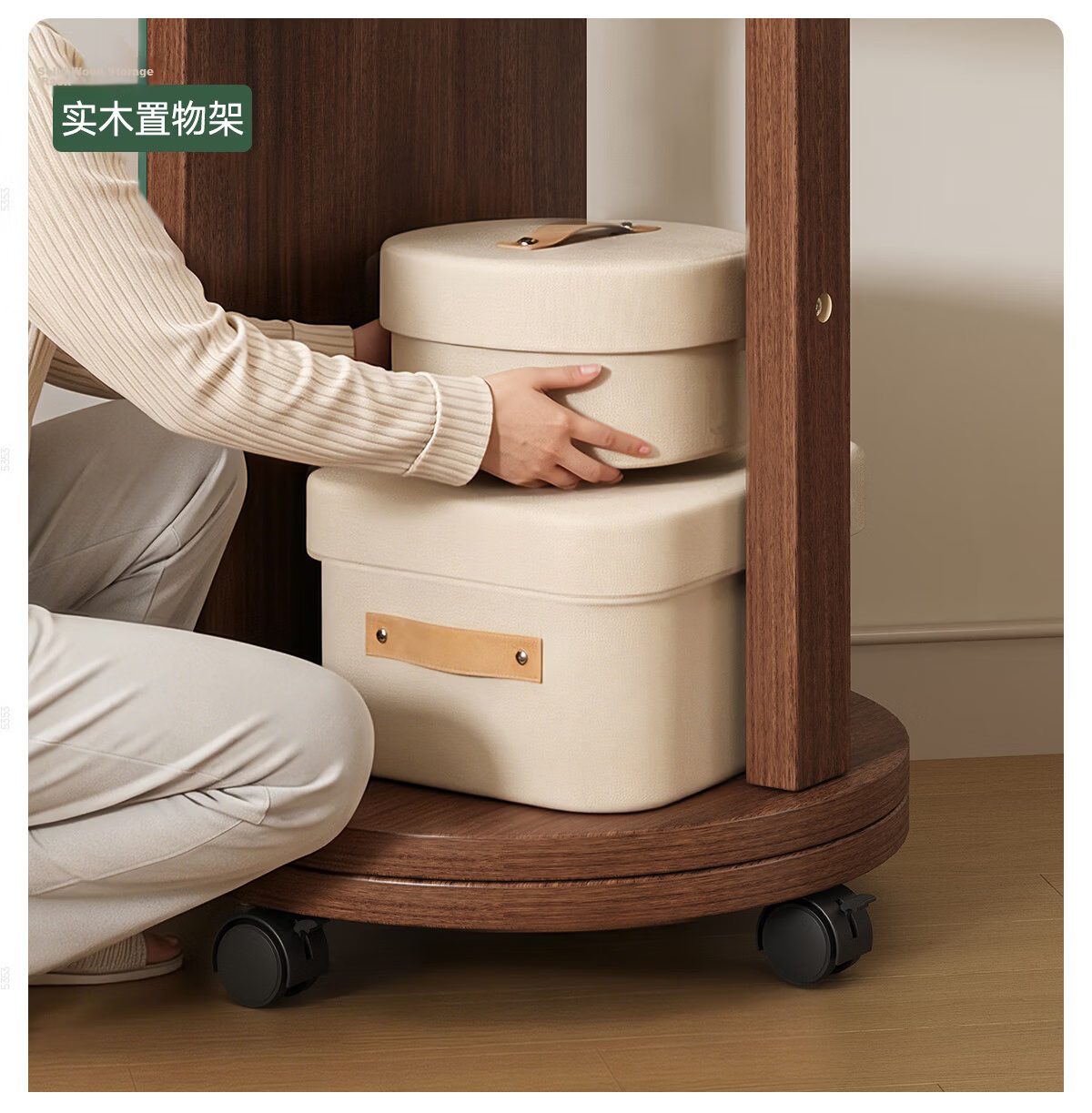 Millennium Huafu Solid Wood Full-Length Mirror Floor Mirror Bedroom Rotating Dressing Mirror with Integrated Clothes Rack 75cm Hu Spin 13