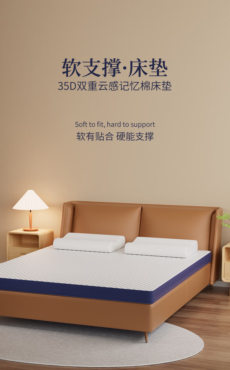 La Torretta Memory Foam Mattress, Class A 35D Antibacterial Slow Rebound Bed Pad, Double Foldable Tatami for Two People, 1.8x2 Meters 1