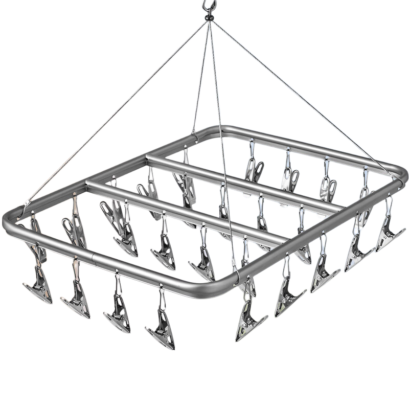 JEKO&JEKO Sock Drying Rack, Aluminum Alloy 26 Clips, Windproof Drying Rack for Travel, Multi-Clips