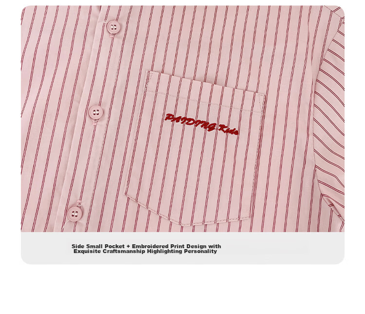 Paitown Boys' Shirt 2026 Summer New Children's Striped Loose Short Sleeve Shirt for Big Kids Trendy 5