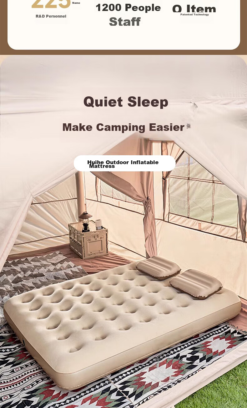 Huihecheng Car Inflatable Air Mattress Automatic Air Pump Camping Outdoor Double Tent Air Bed Home Use Pad 2