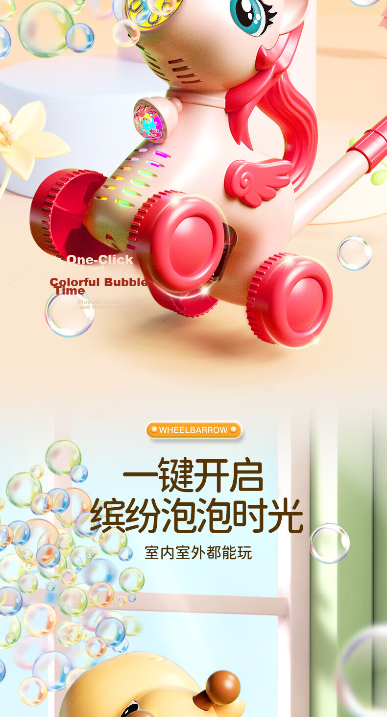 Besnay Handheld Bubble Machine for Ages 1-3, Non-Toxic Automatic Rechargeable Bubble Car Push Toy Birthday Gift 6