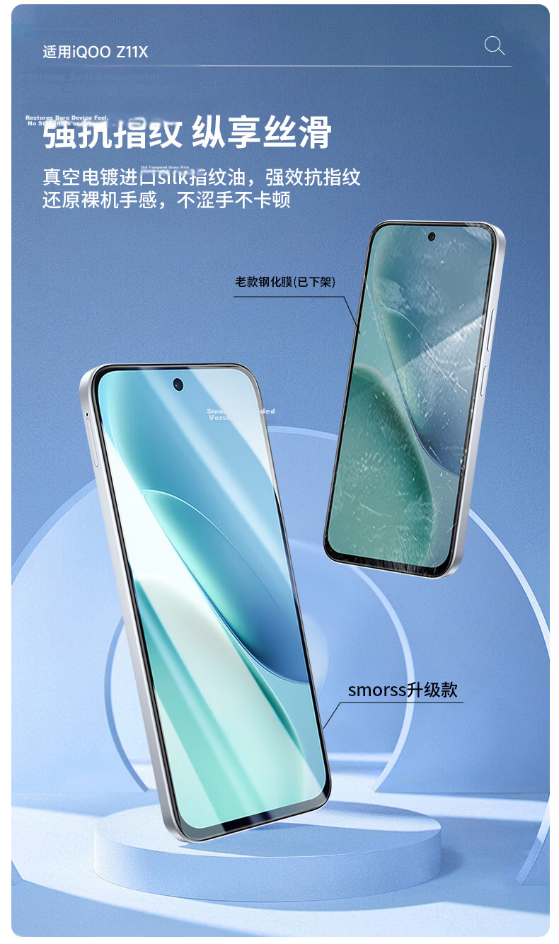 Smorss [2 Pieces without Black Border] Tempered Glass Screen Protector for IQOO Z11i, High Definition Anti-Drop Scratch Resistant Anti-Fingerprint Full Coverage No-Hole Protective Film for IQOO Z11i Smartphone 7