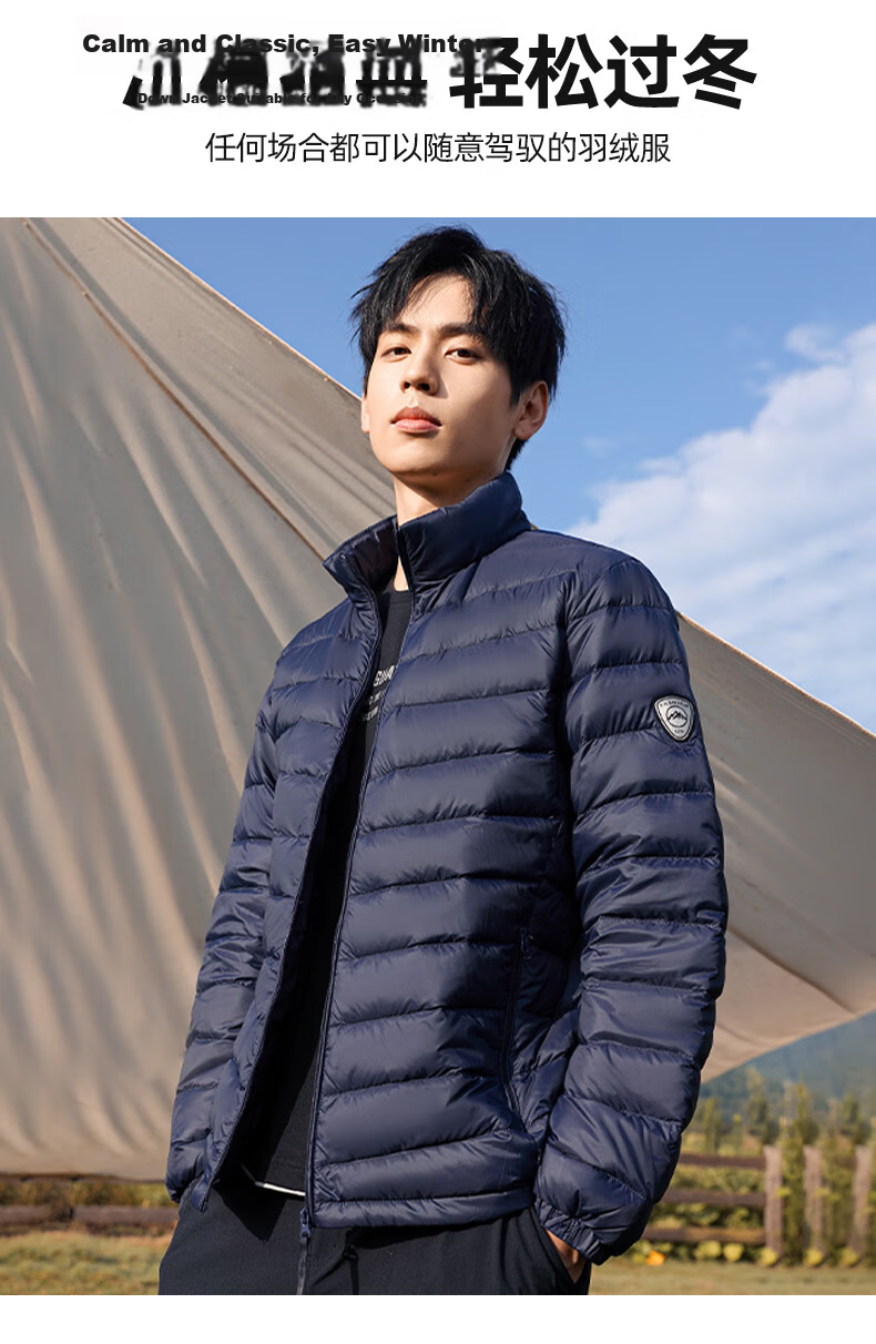ROMON Men's Lightweight Down Jacket, Stand Collar, Short Style, Autumn New Fashion, Versatile Warm Inner and Outer Wear, Gray, Size 185 6