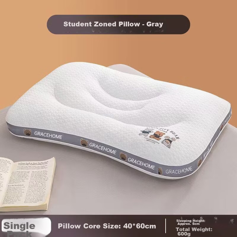 J.Sir Children's Pillow 6-12 Years Zoned Neck Support Pillow Class A Student Pillow Youth Growth Pillow All-Season Universal 8