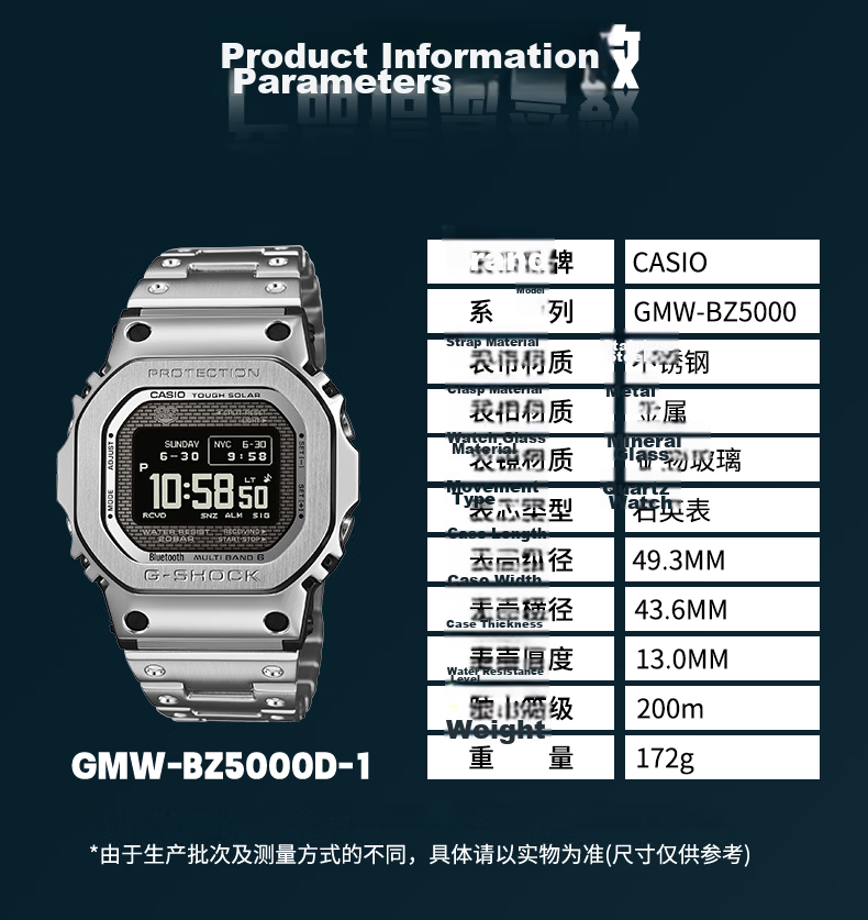 CASIO G-SHOCK Men's Solar Small Square Sports Digital Watch GMW-BZ5000D-1 Gift for Boyfriend 11