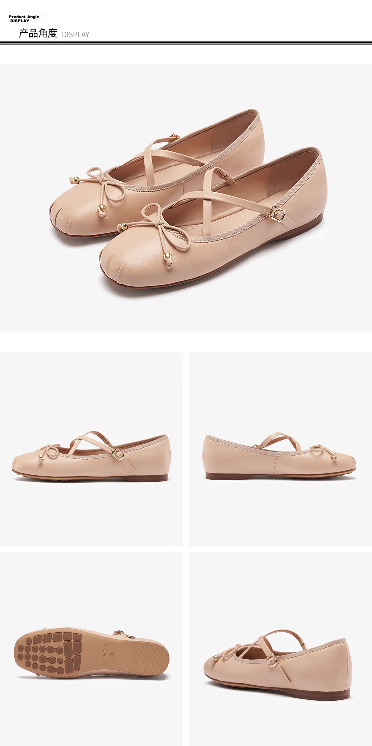 Le Saunda Cloud Ballet Flats, 2025 New Mary Jane Sheepskin Flat Shoes for Women 09901, Peach Pink BEK, Size 35 14