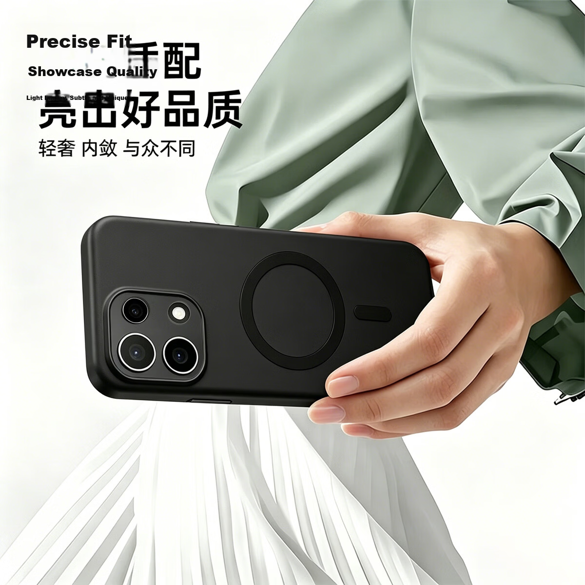 Xingwu Compatible OPPO Reno16 Pro Case Full-Cover Lens Protection Magsafe Magnetic Ultra-Thin Transparent Matte Anti-Drop Anti-Fingerprint Black for Men and Women 5